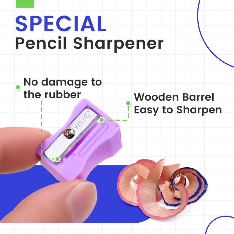 trailfun Pen Style Eraser Eraser Pen, 3 Pcs Eraser Pen with Sharpener, Sharpenable Eraser Stick, School Art Supplies for Kids Artist Adult - Blue - Image 4